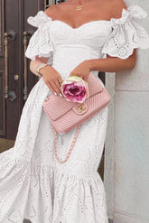 Weißes schulterfreies Ball- und Partykleid aus Spitze